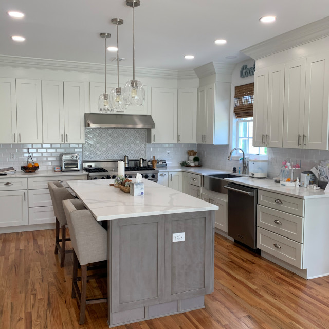white shaker kitchen cabinets combine with grey shaker cabinets ...