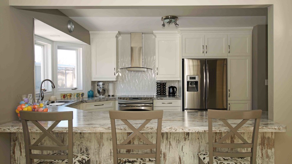 White Ushaped Kitchen Contemporary Kitchen Other by La Cuisine