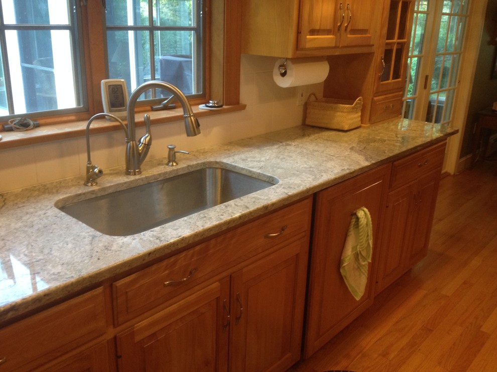 White Wave Granite Counters Traditional Kitchen Boston by
