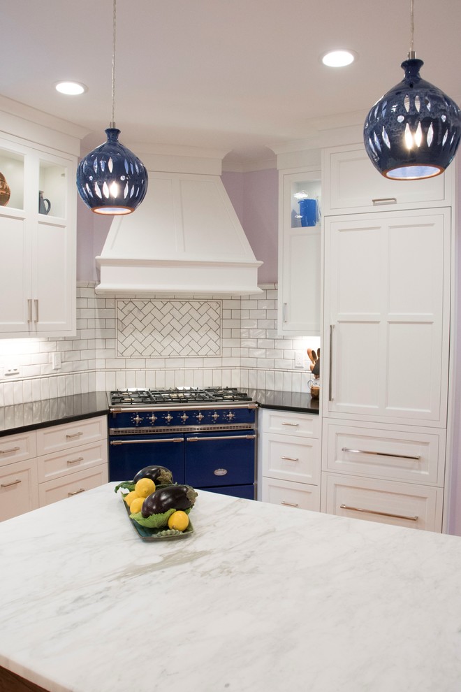 White With French Blue Lacanche Transitional Kitchen Wilmington By Giorgi Kitchens Designs