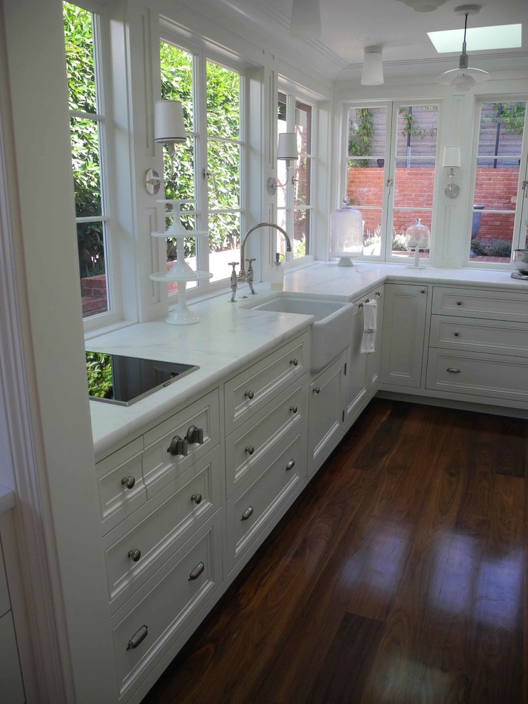 White wood kitchen with lots of natural light - Traditional - Kitchen ...
