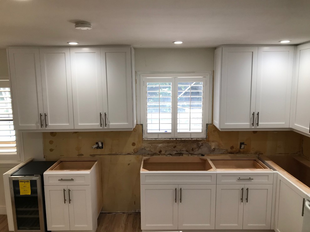 White Wood Shaker Kitchen with Island Modern Kitchen Miami by