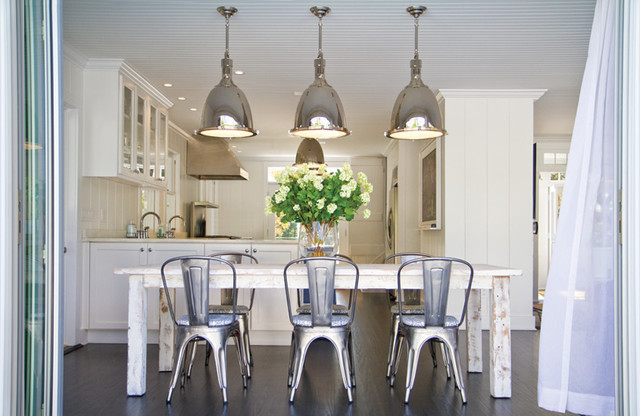 Wide Plank Whitewashed Picnic Table Upholstered French Metal Chair Coastal Kitchen New York By Chango Co Houzz Ie Wide Plank Whitewashed Picnic Table, Dining Table With Metal Chairs