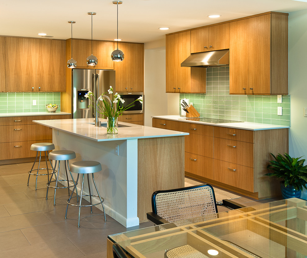 Wide view of Kitchen from dining area Modern Kitchen Orlando by