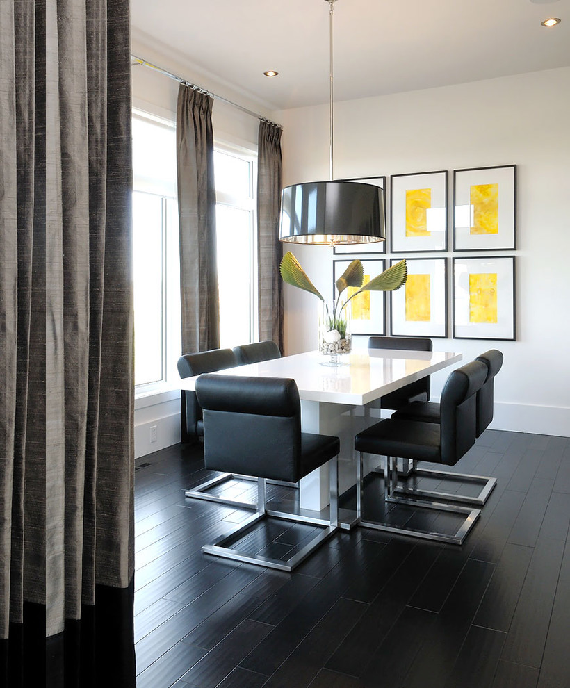 Inspiration for a contemporary black floor eat-in kitchen remodel in Other