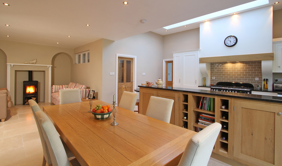 Wimborne White Kitchen with Character Oak Panels Contemporary