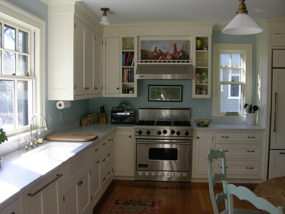 Photo of a traditional kitchen in Portland Maine.