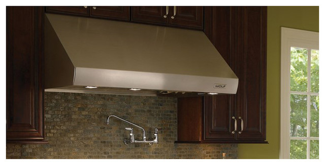 Wolf 42 Wall Mount Canopy Range Hood Stainless Steel Pw422210 Transitional Kitchen Los Angeles By Universal Appliance And Kitchen Center Houzz