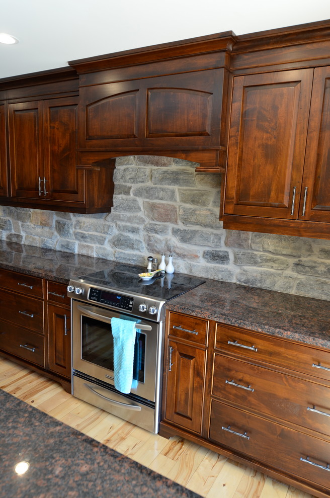 Wormy Maple Kitchen w/Stone Rustic Kitchen Toronto by Brice's