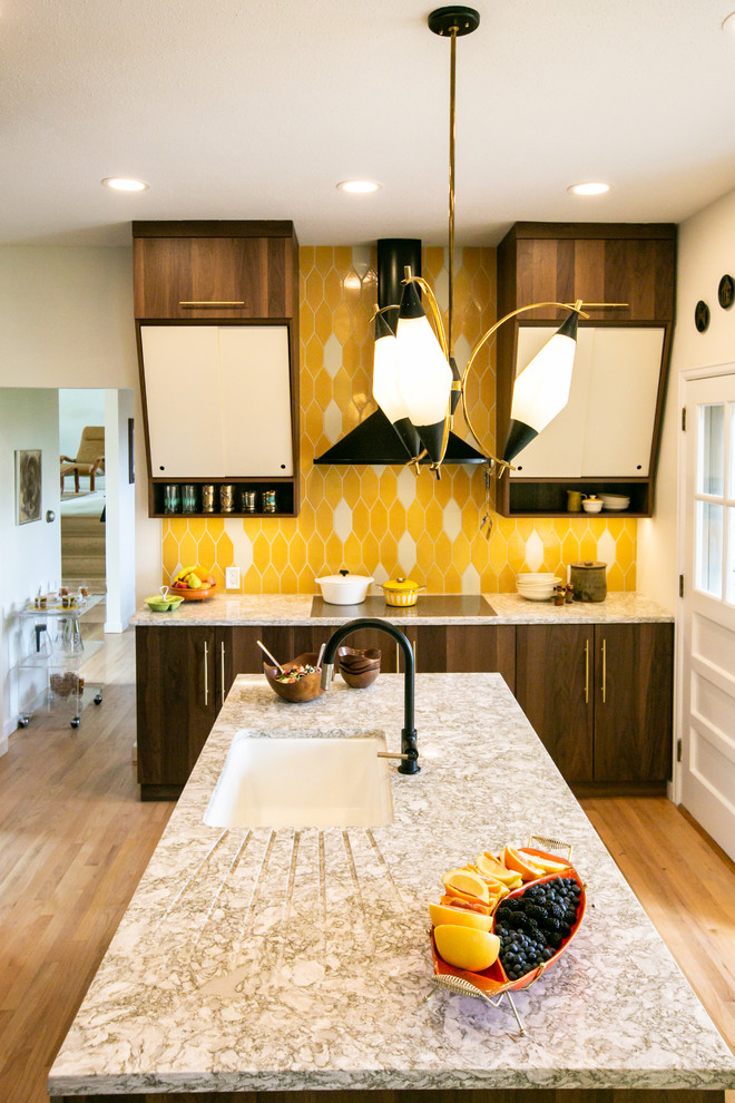 Yellow Backsplash Tile for Midcentury Modern Kitchen Midcentury