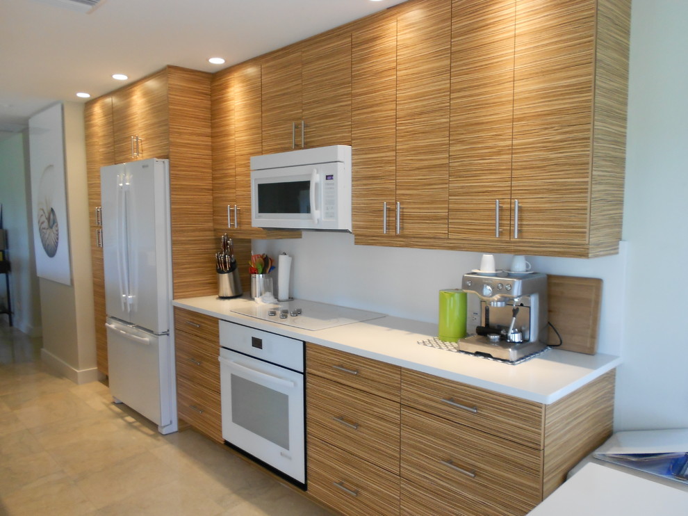 Zebrano style with blizzard countertop Kitchen Miami by