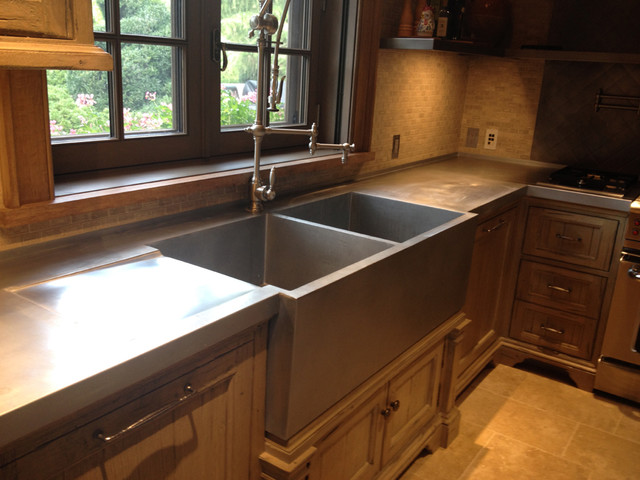 Zinc Sink and Countertop - Country - Kitchen - New York - by Brooks Custom  | Houzz UK
