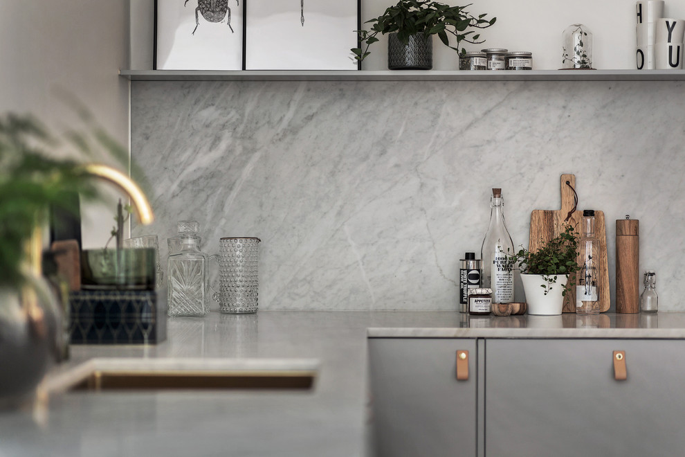 This is an example of a scandi kitchen in Stockholm.