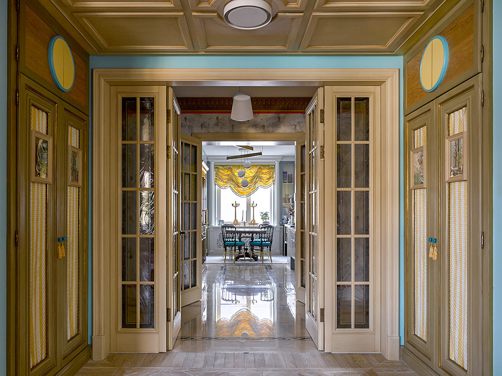 Imagen de recibidores y pasillos bohemios de tamaño medio