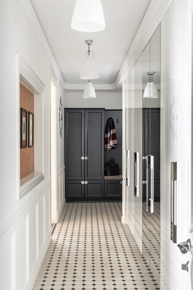 Inspiration for a transitional hallway remodel in Moscow with white walls