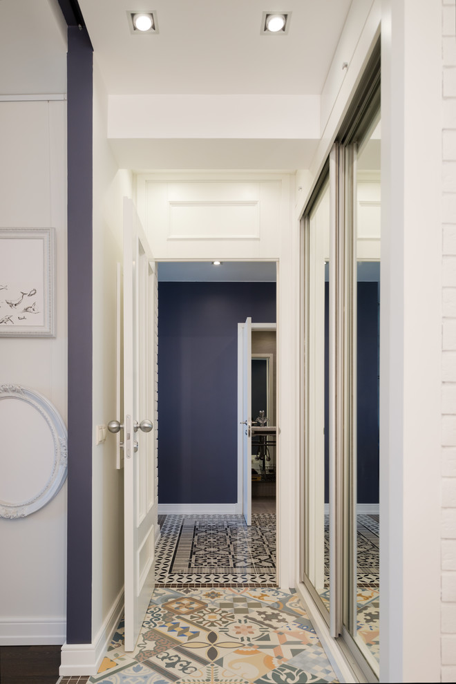 Inspiration for a small contemporary ceramic tile hallway remodel in Moscow
