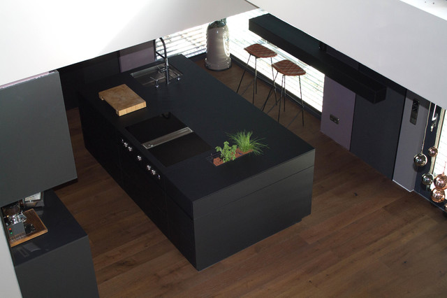 Beautiful black- Moderne Wohnküche mit Bora-Professional Kochfeld und  rustikaler - Modern - Küche - Bremen - von Rabe Innenausbau | Houzz