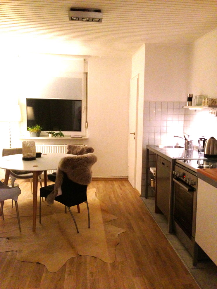 Immagine di una piccola cucina minimalista