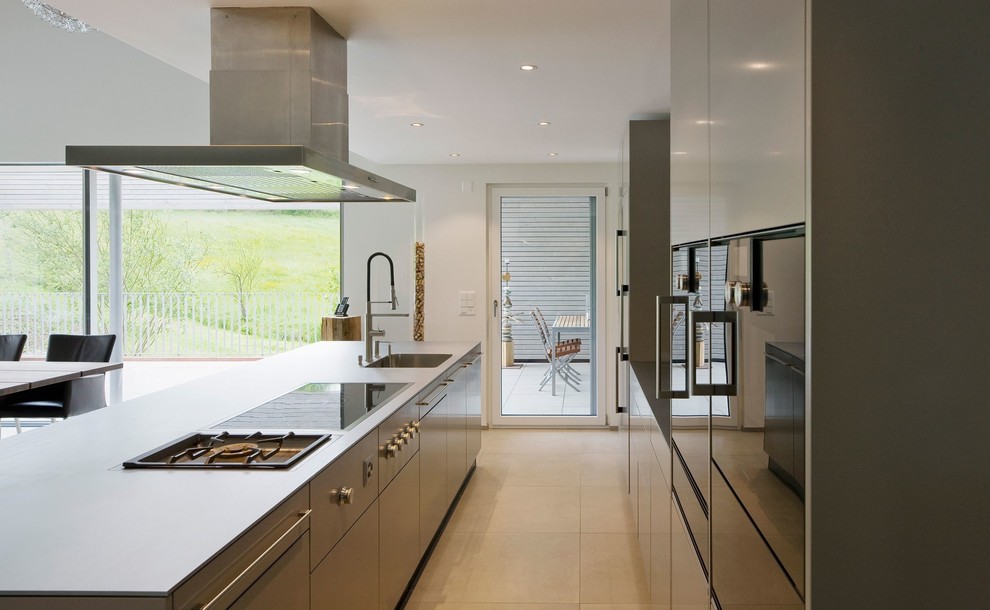 This is an example of a contemporary kitchen in Frankfurt.