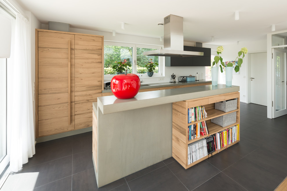 Moderne Küche mit BetonArbeitsplatte Contemporary