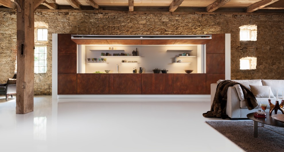 Idéer för att renovera ett rustikt kök, med vitt golv