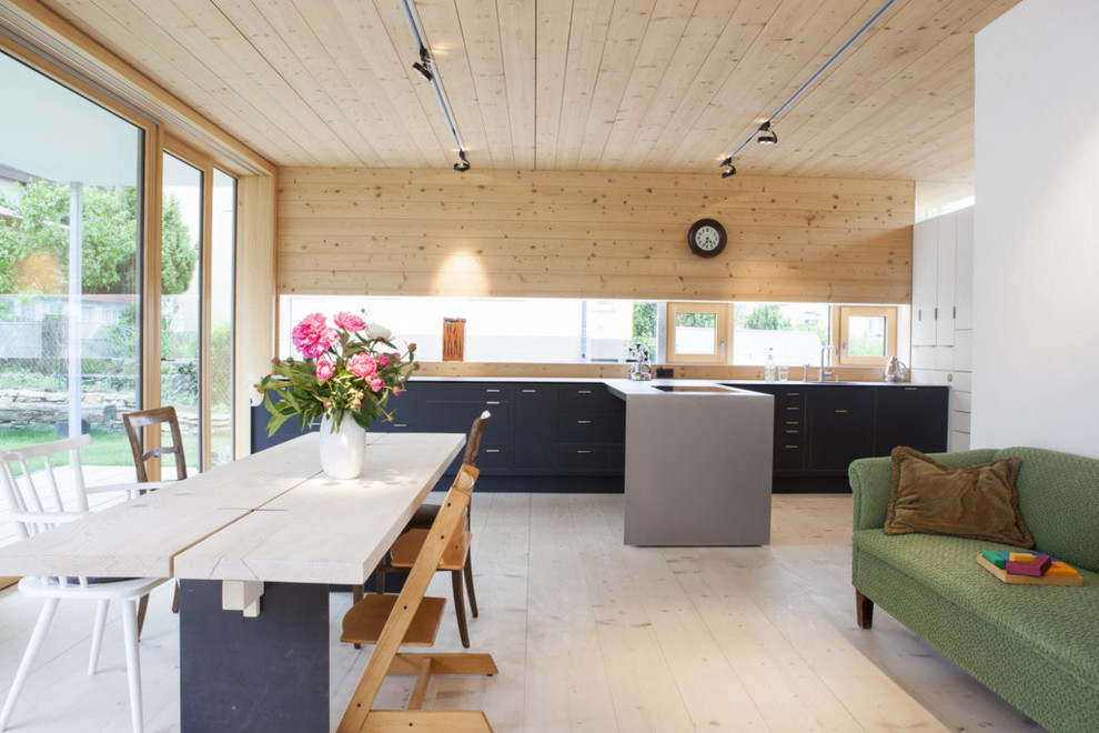 Design ideas for a contemporary single-wall open plan kitchen in Stuttgart.