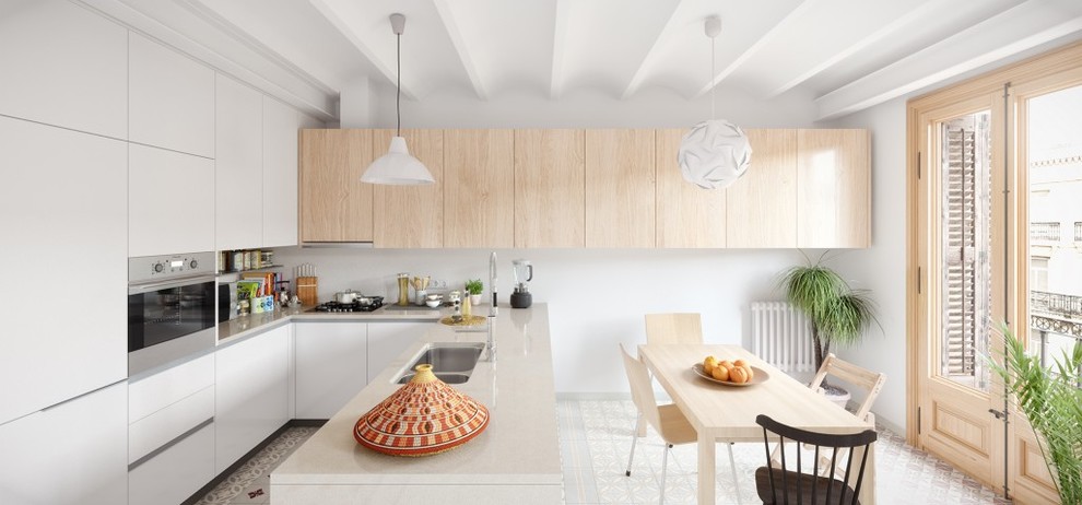 Photo of a contemporary kitchen in Barcelona.