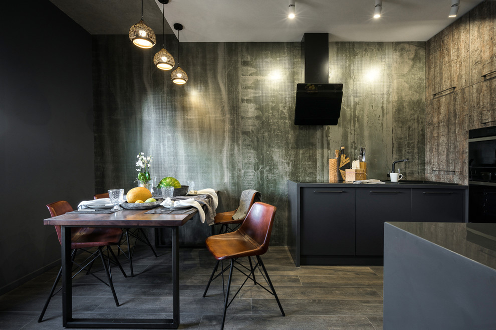 Свежая идея для дизайна: кухня среднего размера в современном стиле - отличное фото интерьера
