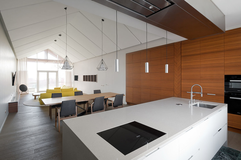 Example of a large trendy kitchen design in Moscow
