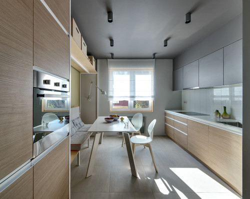 Идеи дизайна кухни-гостиной 12 кв.м с диваном и барной стойкой