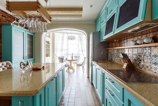 75 Mediterranean Kitchen with Blue Cabinets Ideas You'll Love