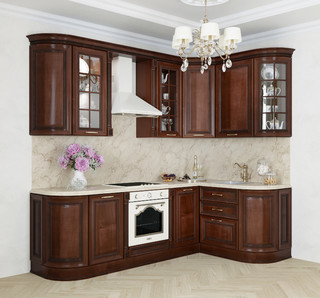 141.7'' W White/Brown Kitchen Cabinet Set