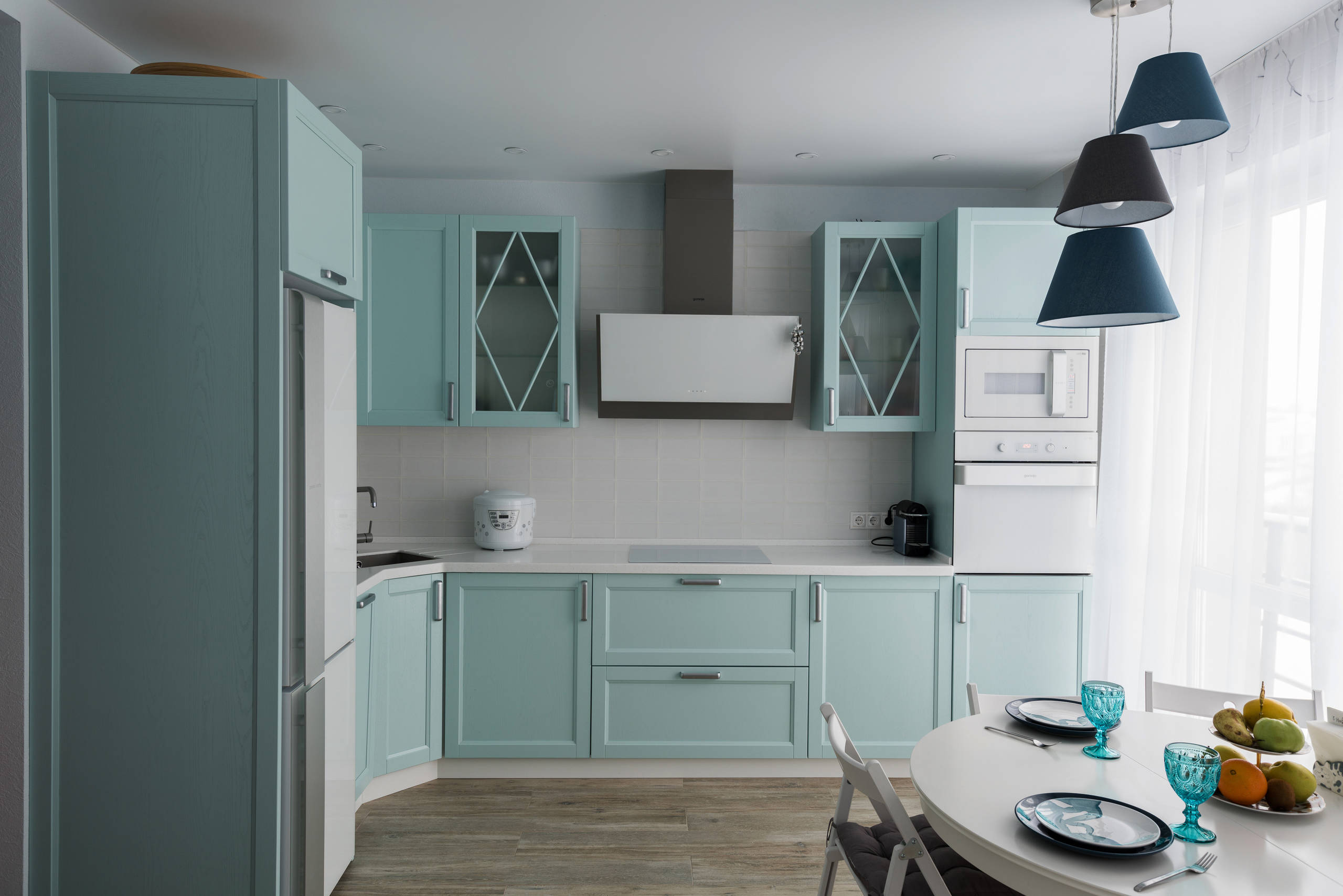 Turquoise Cabinets - Contemporary - kitchen - Elle Decor