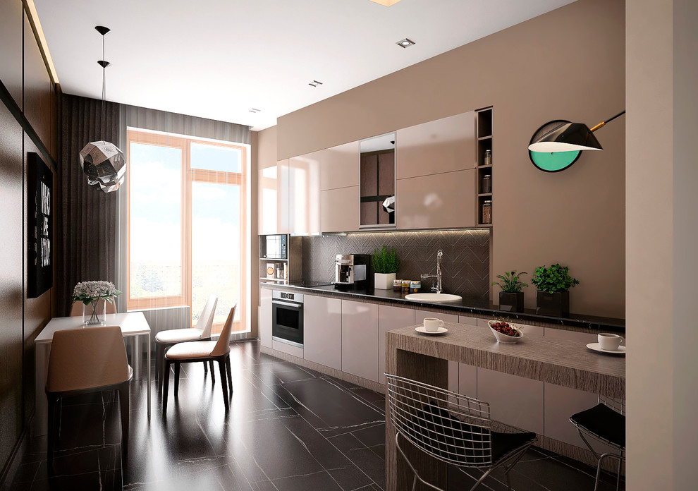 This is an example of a contemporary kitchen in Saint Petersburg.