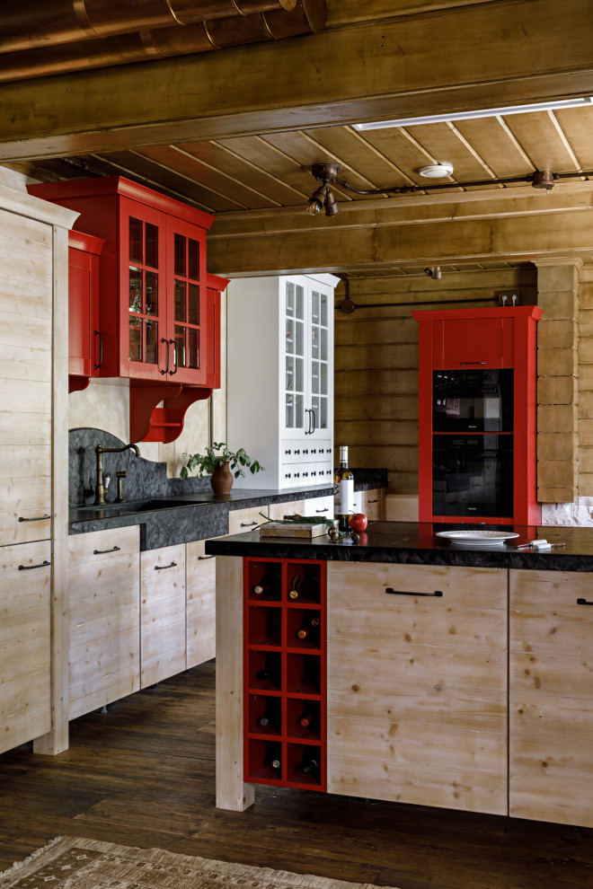 This is an example of a rustic kitchen in Moscow.