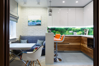 Дизайн кухни с диваном — 24 фото в интерьерах кв. м