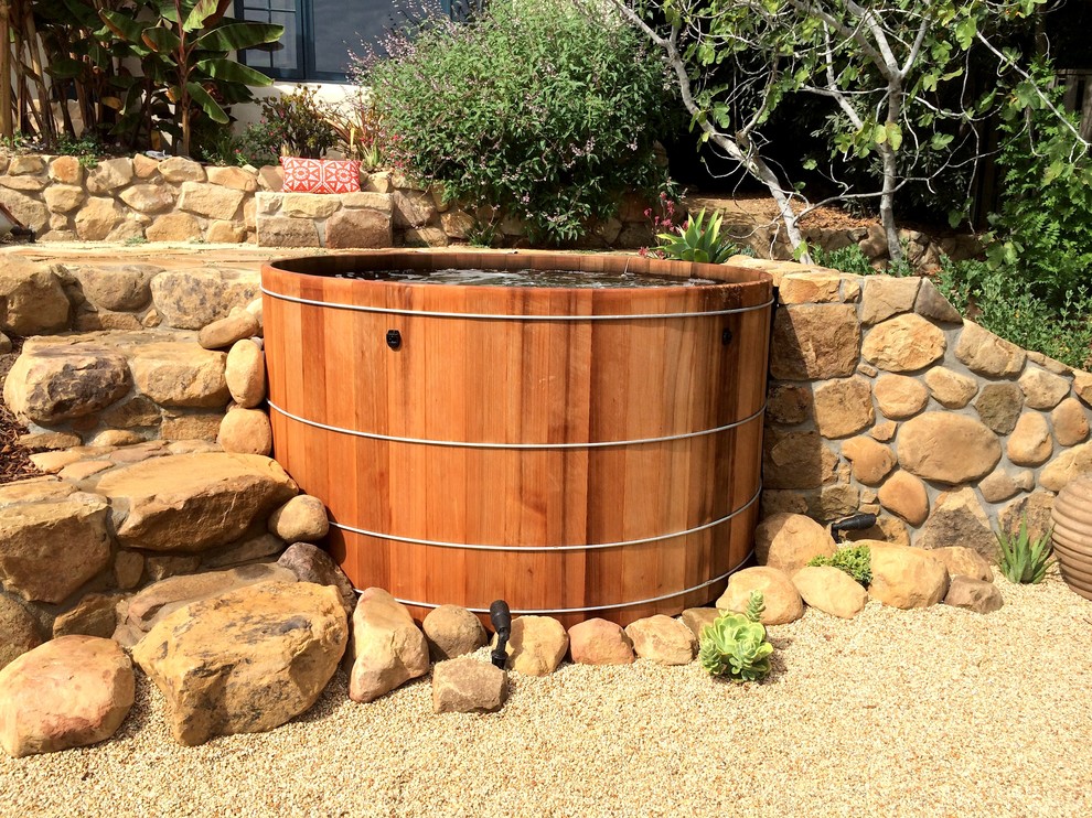 3 . Wooden Hot Tub Installations Landscape Santa Barbara by