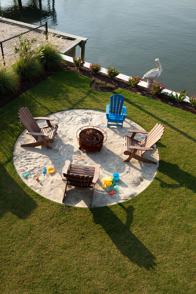 Inspiration for a contemporary landscaping in Wilmington with a fire pit.