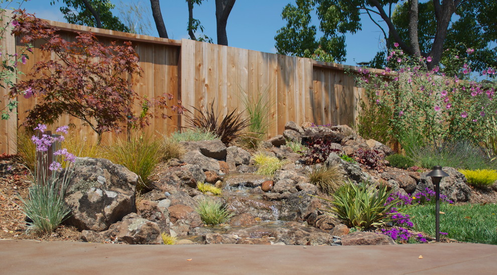 Immagine di un grande giardino xeriscape classico esposto in pieno sole dietro casa con pavimentazioni in cemento