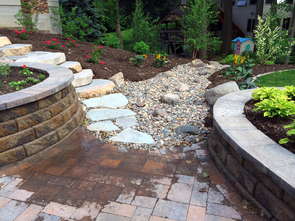 Design ideas for a medium sized classic back full sun garden for summer in Minneapolis with concrete paving.