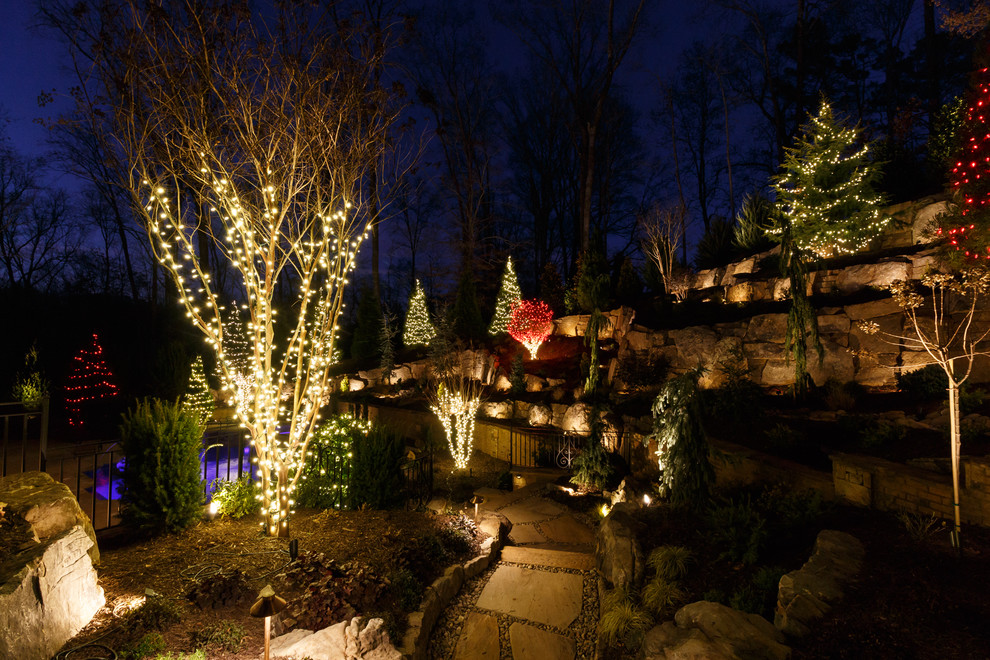 Alpharetta, GA Christmas Lighting Project Rustic Garden Atlanta