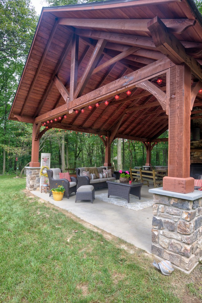 Alpine with fireplace and pizza oven Rustic Landscape Other by