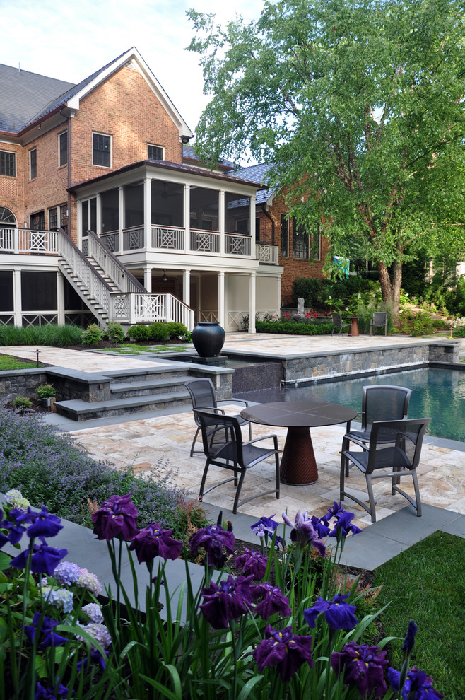 This is an example of a traditional backyard stone landscaping in DC Metro.