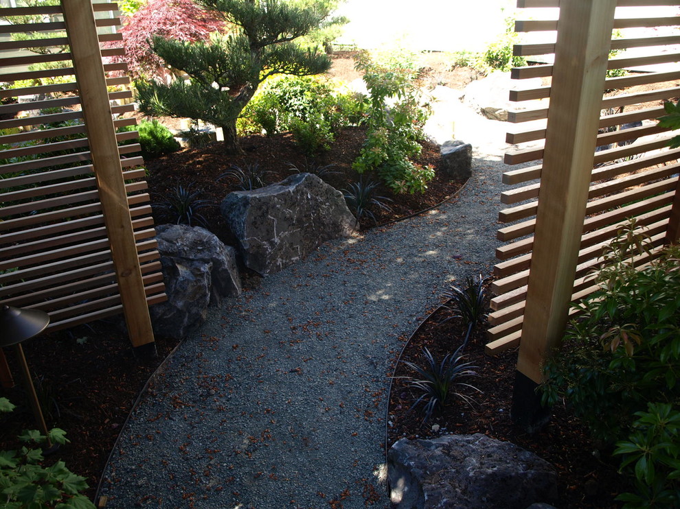 Modelo de jardín de estilo zen pequeño en patio