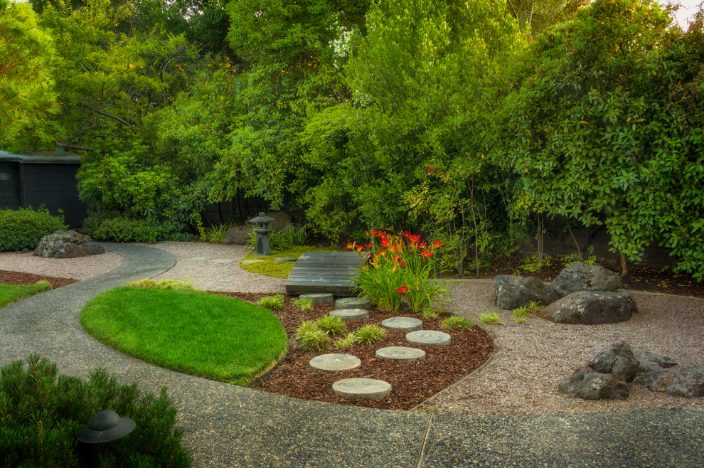 Photo of an asian backyard landscaping in San Francisco.