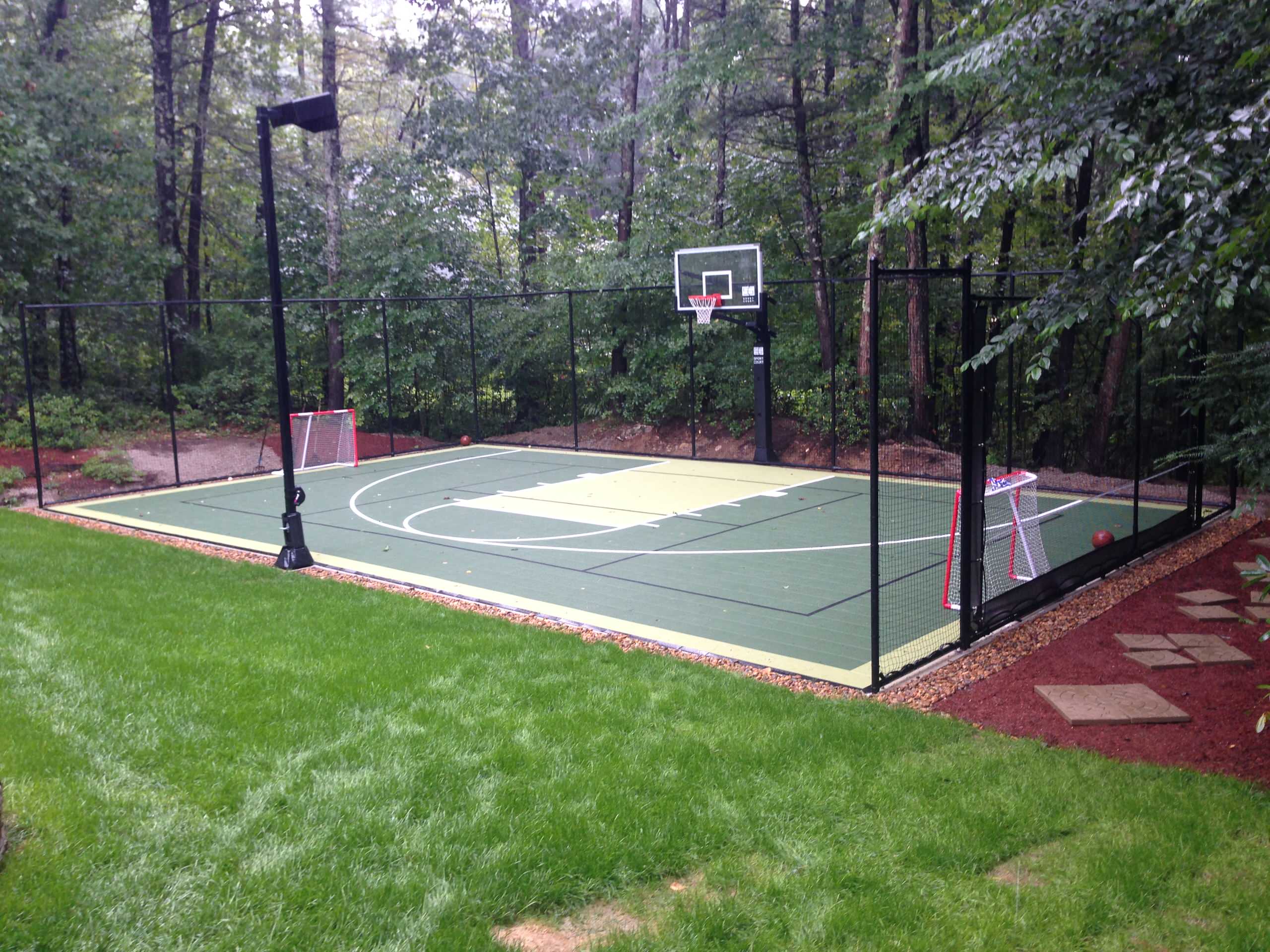 Small Backyard Basketball Court …  Basketball court backyard, Small  backyard landscaping, Small backyard