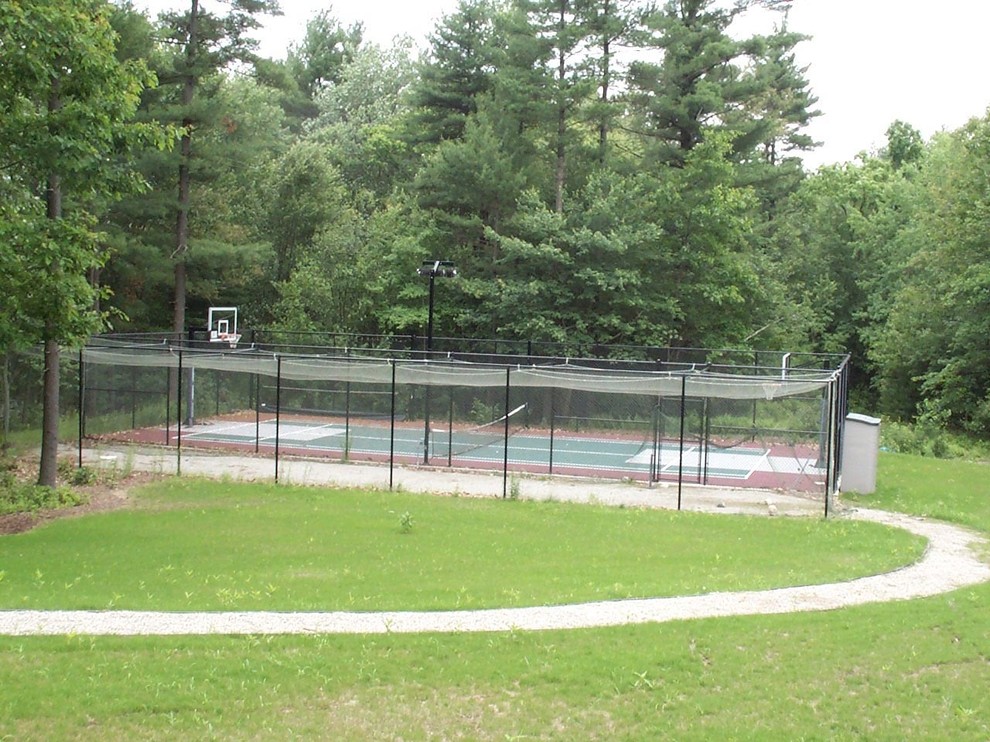 Backyard Basketball Courts and Batting Cage in Medfield Traditional