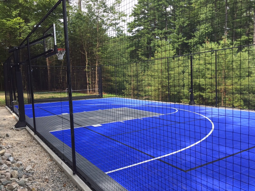 Backyard Basketball Courts in Hopkinton Traditional Landscape