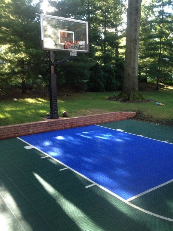Photo of a small traditional back fully shaded garden for spring in St Louis with an outdoor sport court.