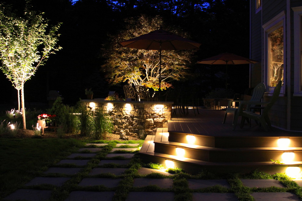 Свежая идея для дизайна: большой участок и сад на заднем дворе в классическом стиле с полуденной тенью - отличное фото интерьера